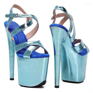 Chaussures habillées 20cm / 8 pouces brillantes Pu Upper Electroplate Plateforme High Heel Sandales Sexy Modèle Pole Dance 168