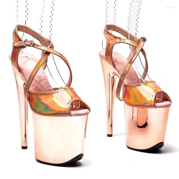 Chaussures habillées 20cm / 8 pouces brillantes Pu Upper Electroplate Plateforme High Heel Sandales Sexy Modèle Pole Dance 237