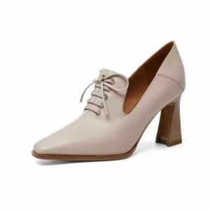 Chaussures habillées 21 printemps et automne tête carrée PU bouche peu profonde cuir artificiel talon épais tache couleur unie quotidien bas talons hauts