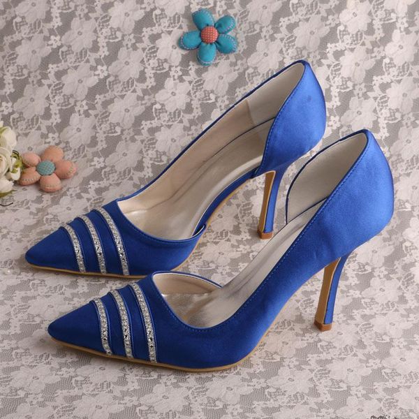 Zapatos de vestir 22 colores Punta estrecha Azul real para mujer Bombas de fiesta de tacón alto