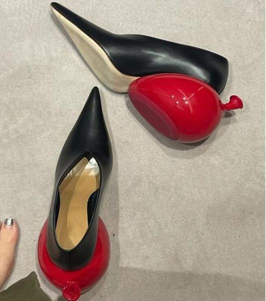 Zapatos de vestir en 3D en forma de globo bomba de tacón de estilo extraño punta de punta profunda v desliz en mujeres primavera otoño 230404