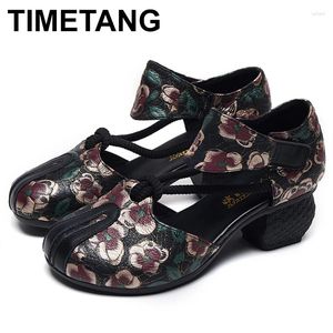 Zapatos de vestir 5cm vaca estampado de cuero genuino plataforma poco profunda para mujeres bombas de cuña manual étnico gancho de verano sandalias de lujo