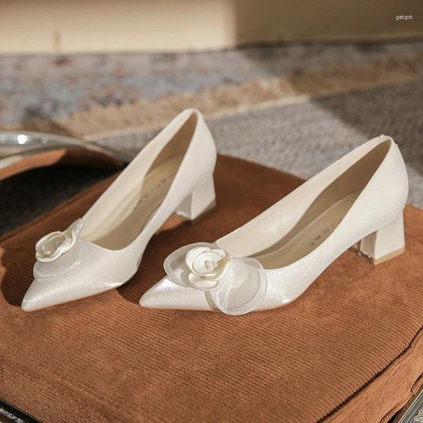 Robe chaussures 5cm printemps été fleur mariage femmes belle conception stiletto mode dames sandales modernes talons hauts bureau dame