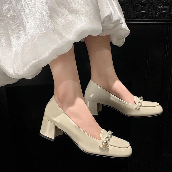 Robe chaussures 5cm femmes talon haut printemps mode loisirs mariage femmes talons en cuir véritable concis pompes matures 34-39