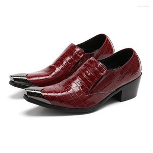 Chaussures habillées 6cm cuir hommes talons hauts italie style mode décontracté fête élégante pointu mariage marié