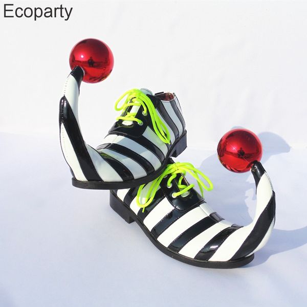 Chaussures habillées Adultes Halloween Clown Cosplay Chaussures Drôle Cirque Club Clown Performance Bande Clown Chaussures Avec Boule Rouge Carnaval Cosplay Chaussures 230831