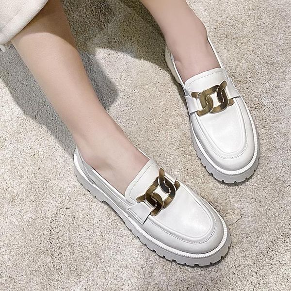 Zapatos de vestir AIYUQI Mujeres Primavera 2023 Blanco Suela gruesa Zapatillas de deporte de las señoras de cuero genuino Casual Tendencia Chica Estudiantes