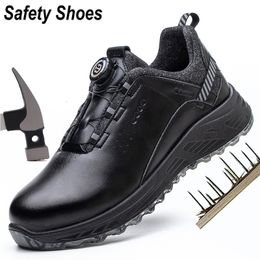 Chaussures habillées AMAWEI boucle rotative travail protection cuir sécurité anti-crevaison Antismash bottes à bout en acier hommes femmes 230725