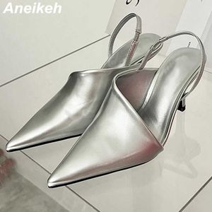 Kledingschoenen aneikeh mode puntige med hiel lente zomer dames feest sexy hoogwaardige zachte gezicht lederen slip-on bruiloft pompen 221213