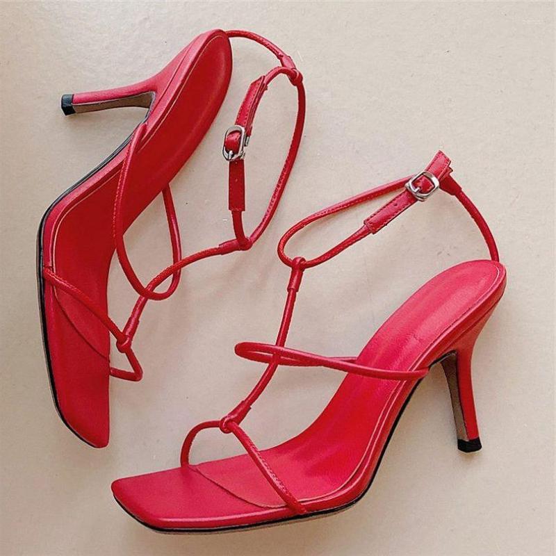 Dress Shoes Ankle Strap Pumps Women's Strappy Leather Sandals High Slim Heels Gladiators Party Punk Goth 34 35 36 37 38 39