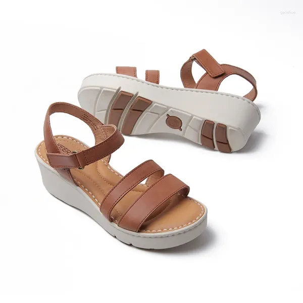 Chaussures habillées Soutien de la voûte plantaire Confortable et absorbant 5cm Talon épais Sandales d'été en cuir pour femmes