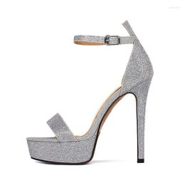 Robe chaussures Arden Furtado 2023 été femmes mouton daim bout rond talons aiguilles cristal sexy sandales plate-forme boucle sangle mode