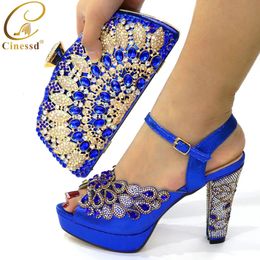 Zapatos de vestir Llegada Zapatos y bolsos de boda africanos decorados con zapatos y bolsos Rhonestone a juego para la boda Zapatos de lujo para mujer 231208