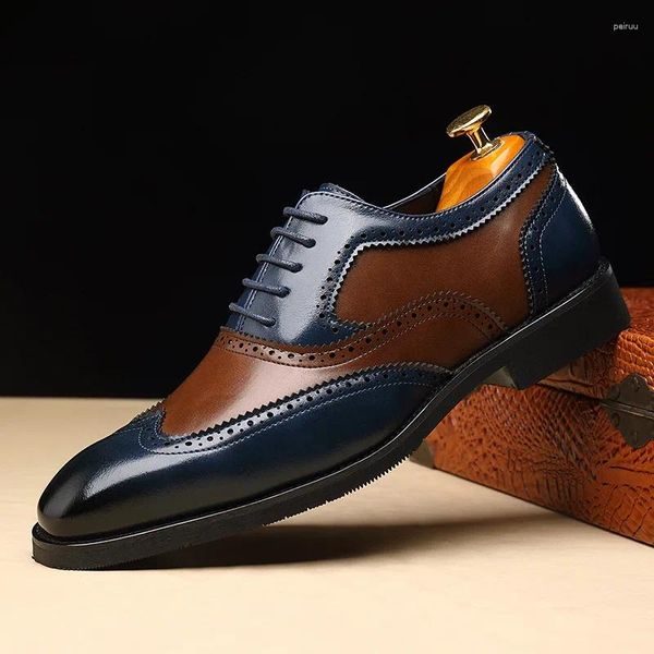 Chaussures habillées Arrivée Hommes Lace Up Oxford Brogue Mocassins Bicolore Mixte Mariage Bal Gentleman Chaussures Formelles 37-48