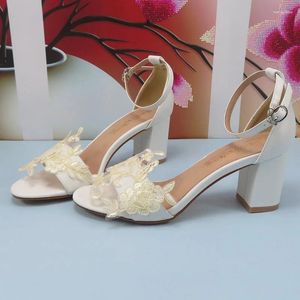 Robe chaussures arrivée blanc été sandales femmes mode filles boucle bout ouvert bride à la cheville à lacets fête chaussure de mariée