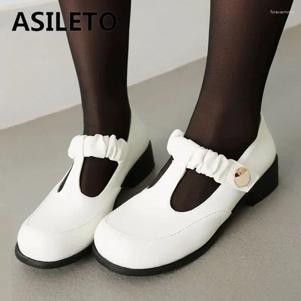 Chaussures habillées ASILETO marque douce femme pompes bout rond bloc talons 3.5cm élastique t-strap grande taille 41 42 43 loisirs quotidien doux printemps