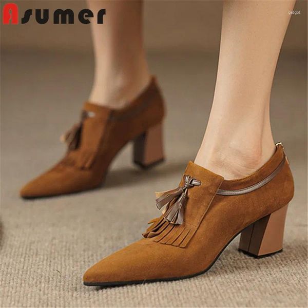 Chaussures habillées asumer 2024 taille 33-40 zipper gamin feme femme dames talons hauts pompes