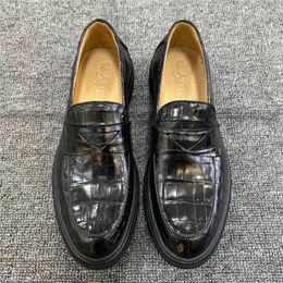 Chaussures habillées Authentique peau de crocodile Hommes Classique Noir Véritable Véritable Alligator Cuir Mâle Fantaisie Slip-on Formel