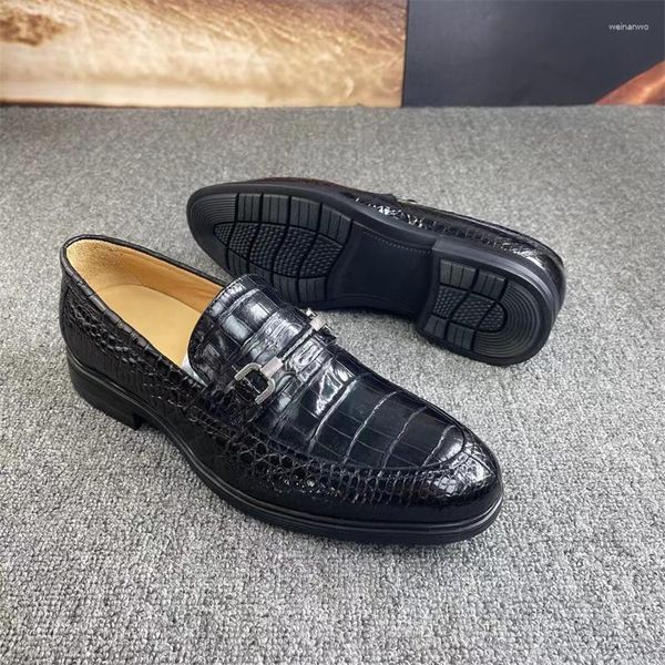 Chaussures habillées Authentique peau de crocodile exotique Mocassins pour hommes de style d'affaires véritable véritable véritable cuir d'alligator mâle slip-on formel