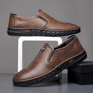 Robe chaussures automne marque hommes mode décontractée en cuir confortable pour hommes fond souple affaires Slipon plat 230925