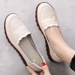 Jurk Schoenen Herfst Hakken Vrouwen Loafers Zacht Leer Zachte Zolen Werk Pompen Kleine Hak Wedge Moeder Antislip zwangere Flats