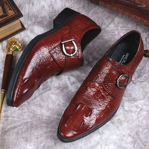 Chaussures habillées Automne Mens Généreaux en cuir Gentille Mentleman Mariage Party Casual Slip on Formal Bourgogne Black Monk Strap Men Shoe