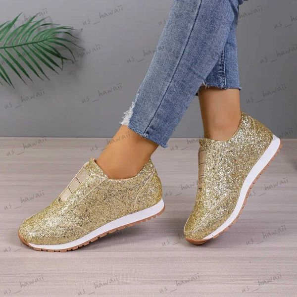 Chaussures habillées Automne Femmes Casual Flash Mesh Chaussures Plates Femmes Sequin Chaussures Vulcanisées À Lacets Chaussures De Sport Sports De Plein Air Chaussures De Course T240302