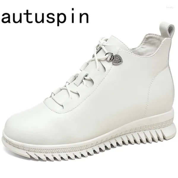 Zapatos de vestir Autuspin 4cm Plataforma Cuaradas de mujeres Bombas de moda Fashion Lace-Up Ladies Cuero Oficina Femenina de trabajo