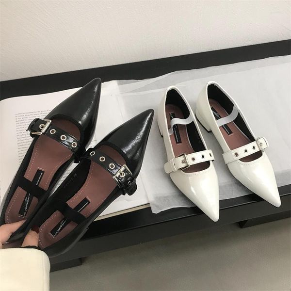 Zapatos de vestir Bailamos 2023 Primavera Mujeres Pisos Moda Punta puntiaguda Señoras superficiales Elegantes Sandalias de tacón cuadrado Slip On Bombas Mujer