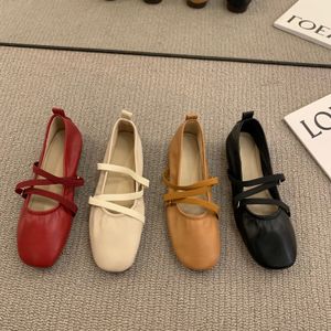 Kleding Schoenen Bailamos Vrouwen Schoenen Merk Designer Mary Janes Schoenen Vrouw Vierkante Neus Japanned Lederen Flats Vintage Smalle Band Loafers 230809