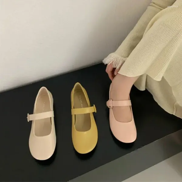 Robe chaussures Bailamos femmes appartements décontracté à lacets bout rond rétro talons bas Mary Janes peu profond loisirs ballet Mujer