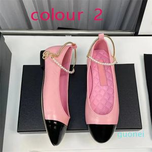 Geklede schoenen Balletschoen Lente Herfst Parel Gouden Ketting mode Platte bootschoen Dame Luie dans Loafers Zwarte damesschoenen maat 34-41-42