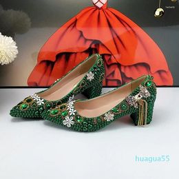 Robe chaussures Bao vert perle mariée mariage fête des femmes et banquet talons hauts