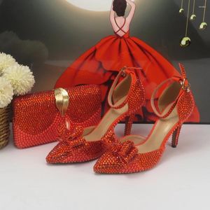 Chaussures habillées baoyafang Arrivée orange perle cristal mariage et sac.