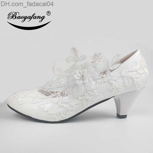 Chaussures habillées Baoyafang White Flower Pump Chaussures de mariage pour femmes nouvellement arrivées Chaussures de mariée à talons hauts Chaussures de soirée pour femmes Z230710