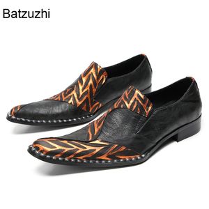 Chaussures habillées batzuzhi top fashion mascules chaussures de luxe brun noir véritable cuir chaussures robes hommes meclations forestières chaussures grand taille 47 230824