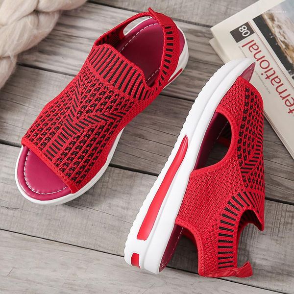 Zapatos de vestir Sandalias deportivas de playa Sandalen Plataforma de tela de red transpirable Wedge para sandalias casuales de las Mujeres