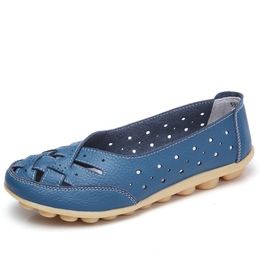 Kledingschoenen Beckywalk plus maat 3544 Zomer uitgesneden vrouwen echte lederen vrouw ballet flats casual sandals loafers wsh2685 230220