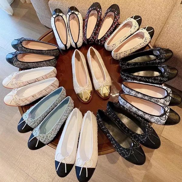 Zapatos de vestir Beige Piel de cabra Gato negro Blanco Rosa París Diseñador de la marca Ballet Pisos Mujeres Primavera Acolchado Cuero genuino Resbalón en bailarina Lujo Punta redonda Damas