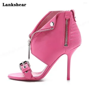 Chaussures habillées boucle boucle glissante sandales sandales rose rose or noir blanc blanc européen et américain fashion féminin plus taille