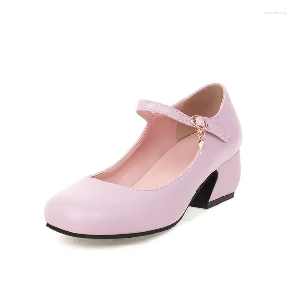 Zapatos de vestir Tamaño grande de gran tamaño Punta cuadrada grande Tacón grueso Lady Mary Jane Peso ligero simple y elegante El estilo lolita