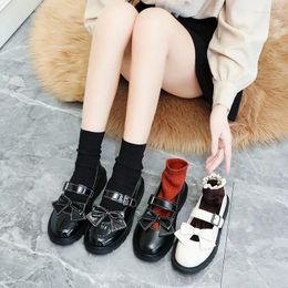 Geklede schoenen BKQU lente en herfst groot formaat 2024 Koreaanse versie mode Mary Jane strik all-match college stijl klein leer