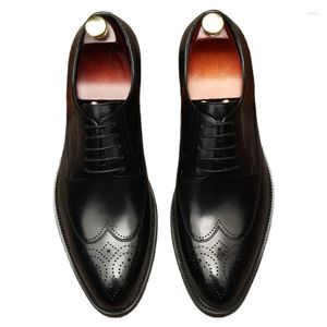 Dress Shoes Black Brown Mens Oxford Echt lederen hoogwaardige mannen Classic Business Formal Brogue voor