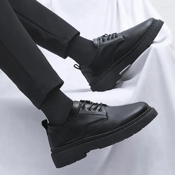 Zapatos de vestir de cuero negro de los hombres de otoño de negocios ropa formal casual niños suave fondo estilo británico traje moda