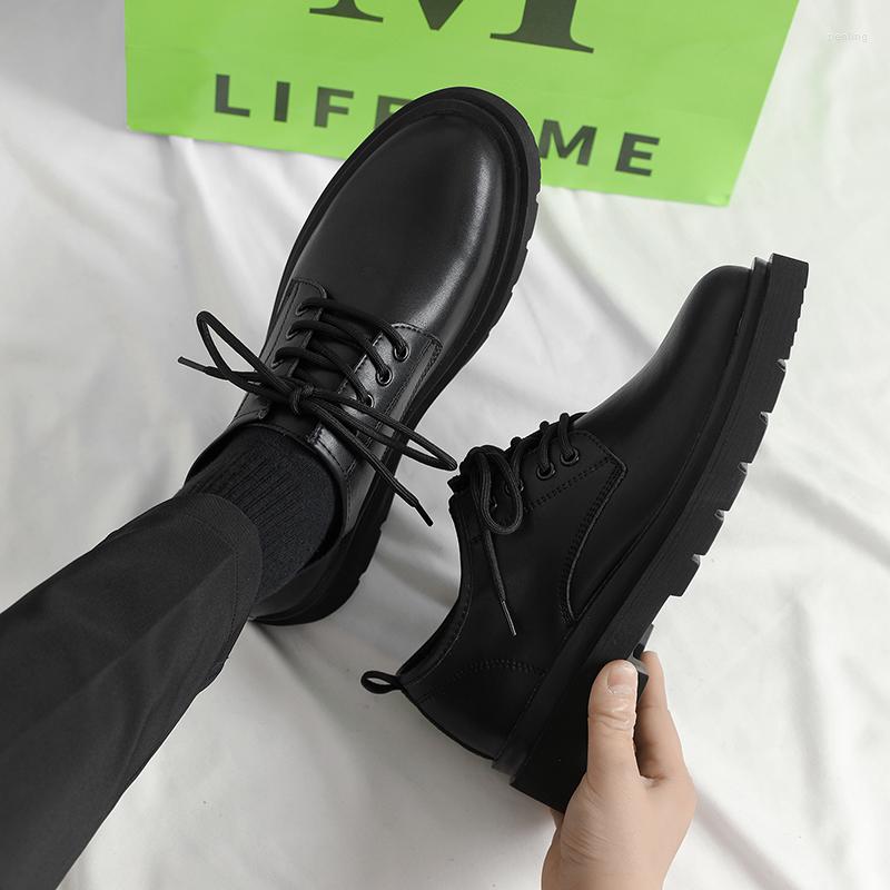 Zapatos de vestir Cuero negro Hombres británicos Alto sentido Negocios Ropa formal Ocio Estudiante Traje Trabajo Hombre Novio Boda
