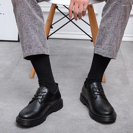 Geklede schoenen Zwart leer Heren Man Casual zakelijke kleding Koreaanse stijl Hoogte toenemende binnenzool Brits pak Zomer Breathab