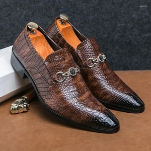 Chaussures habillées Mocassins noirs pour hommes Bout pointu Slip-On Boucle en métal marron Mariage Fait à la main Bureau d'affaires Taille 47