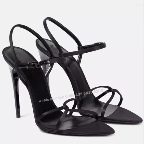 Chaussures habillées sandales Sandals Slingback en satin noir