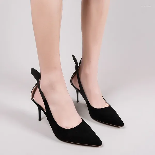 Robe chaussures noir sexy femmes sandales modernes couleur unie bureau dames minces talons hauts oreille pompes à enfiler plate-forme