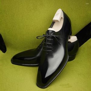 Zapatos de vestir Oxford de corte entero negro Hombres Cuero Boda Negocios Discotecas Oxfords Clásico con cordones